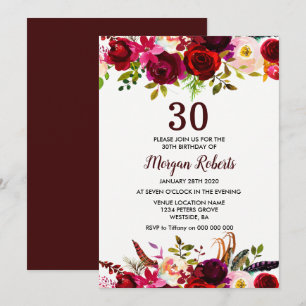 Convite do Partido aniversário de 30 anos Floral
