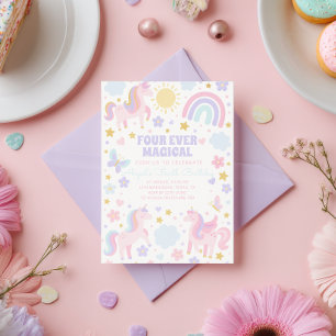 Convite do Partido Arco-Íris Rosa e Roxo do Unicór