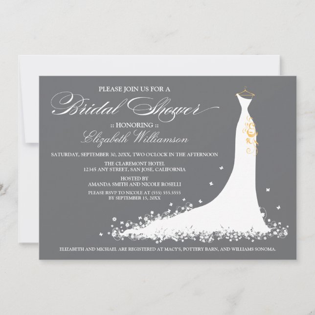 Convite do Partido Bridal do Casamento (cinza) (Frente)