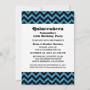 Convite do Partido Chevron Glitter Quinceañera