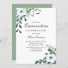 Convite do Partido da Quinceanera da Flor Branca E