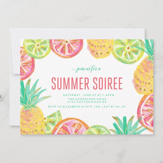 Convite do Partido de CHURRASCO Summer Luau (Frente)