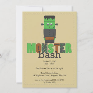 Convite do Partido Monster Bash Halloween