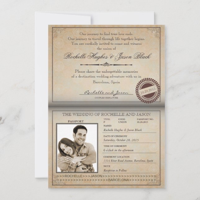 Convite do passaporte do vintage (Frente)