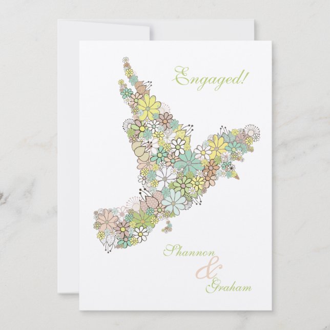 Convite Do pássaro floral do amor do noivado o partido (Frente)