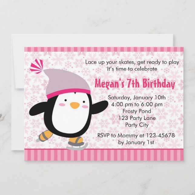 Convite do pinguim - aniversário das meninas (Frente)