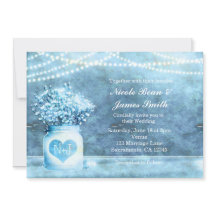 Convite do Pote de Pedra Coração Azul & Baby's Bre