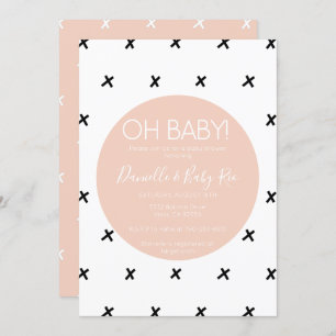 Convite Do preto moderno do chá de fraldas do x teste