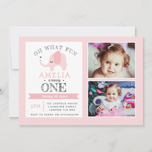 Convite do primeiro aniversario das meninas do (Frente)