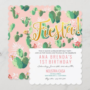 Convite do primeiro aniversario do cacto da festa