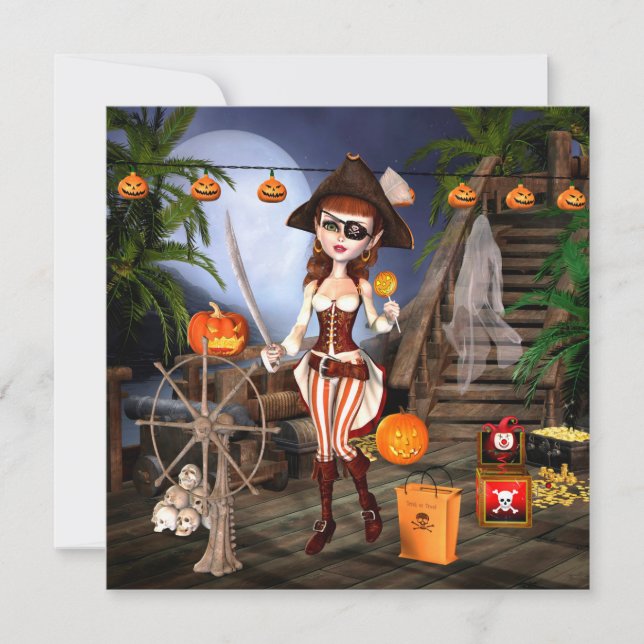 Convite do quadrado do partido do Dia das Bruxas (Frente)