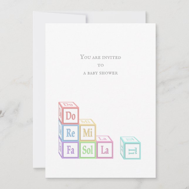 Convite "Do Re Mi Fa So La Ti" Bloqueios Musicais De Bebês (Frente)