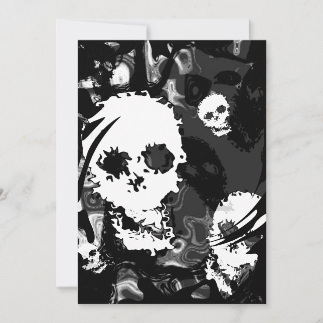 Convite do redemoinho dos espectros B&W do crânio (Frente)