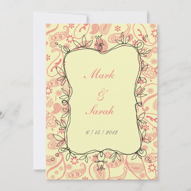 Convite do rosa da madressilva das videiras de (Frente)