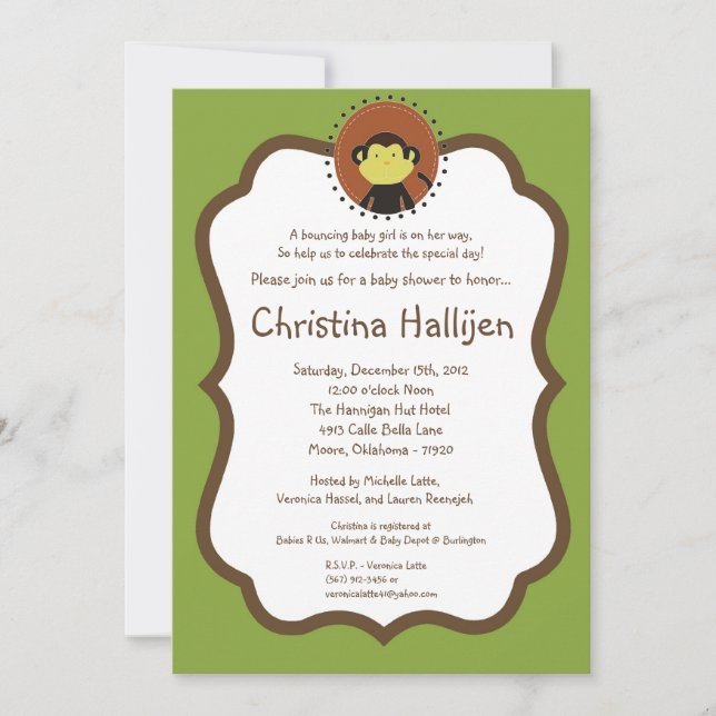 convite do safari dos contos da selva 5x7 (Frente)