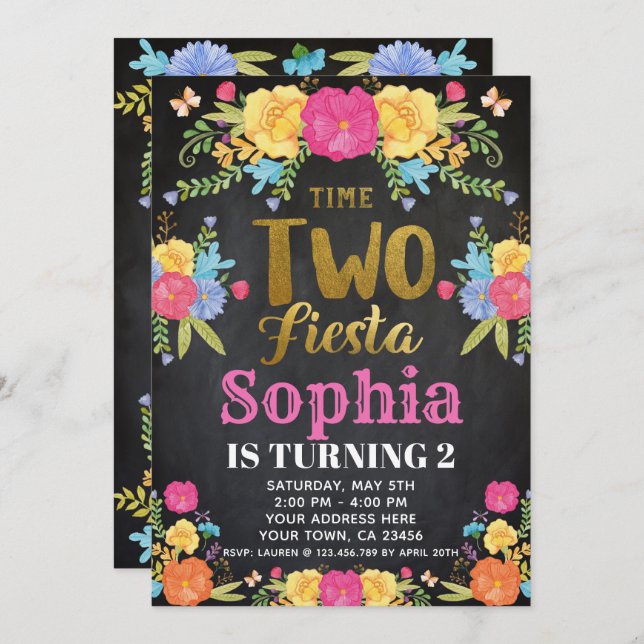 Convite do segundo aniversário da festa (Frente/Verso)