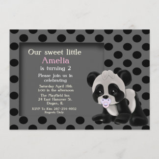 Convite do segundo aniversário do urso de panda do