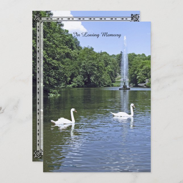 Convite do Serviço Memorial, Cisnes e Fonte (Frente/Verso)
