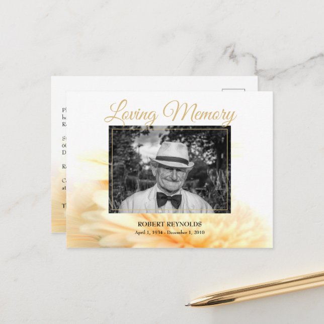 Convite do Serviço Memorial do Funeral Fotográfico (Frente/Verso In Situ)