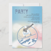 Convite do Snowboarder dos picos altos