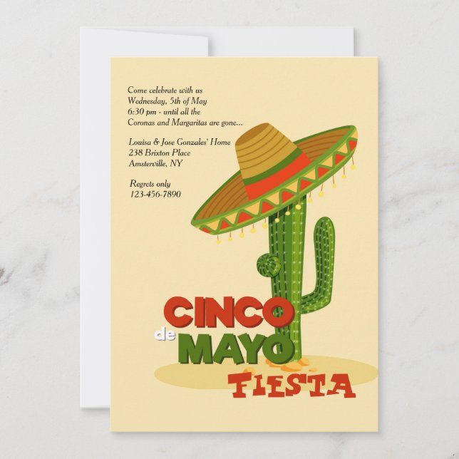 Convite do Sombrero de Cinco de Mayo (Frente)