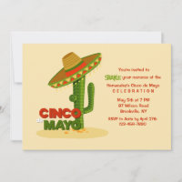 Convite do Sombrero de Cinco de Mayo