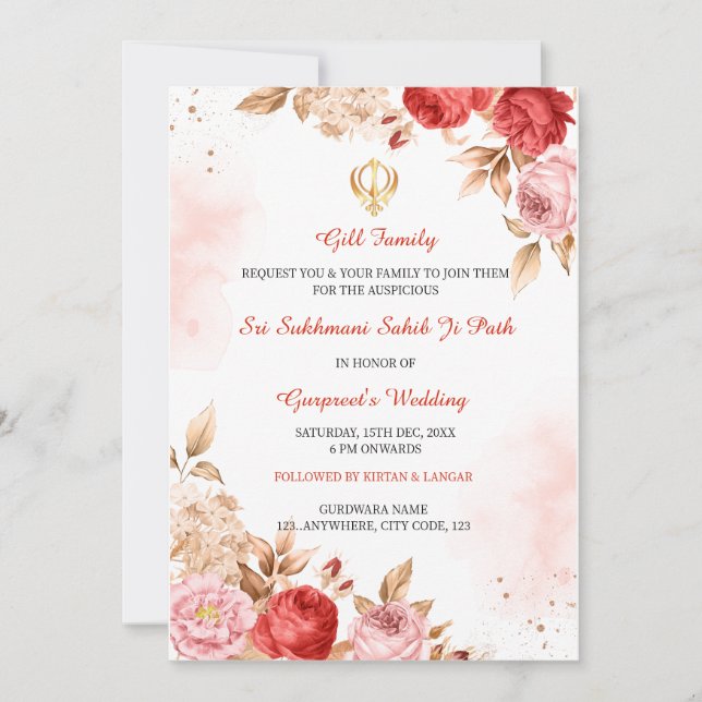 Convite do Sukhmani Sahib Path, Convite do Akhand  (Frente)