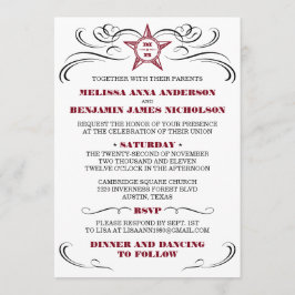 Convite do sul marrom e branco do casamento do