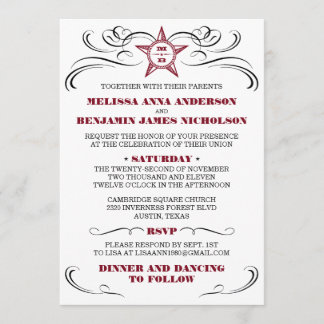 Convite do sul marrom e branco do casamento do