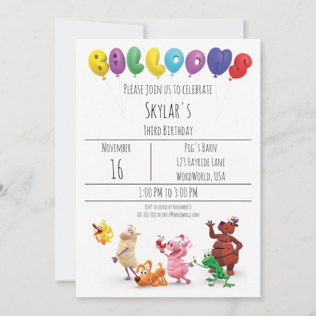 Convite do WordWorld Party (Frente)