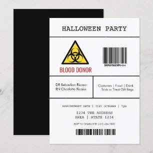 Convite Doador de Sangue Perigoso na Festa de Halloween