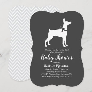 Convite Doberman Pinscher Chá de fraldas Sexo Neutro