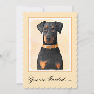 Convite Doberman Pinscher Pintura Original Descortada