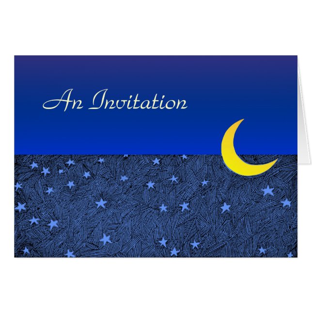 Convite Dobrado Personalizado Lua e Estrelas (Frente Horizontal)