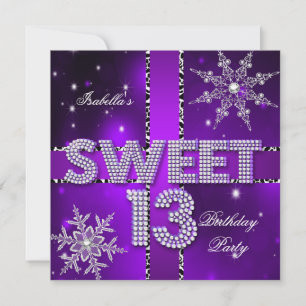 Convite Doce 13 13º Aniversário Roxo Inverno Mágico