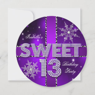 Convite Doce 13 13º Aniversário Roxo Inverno Mágico