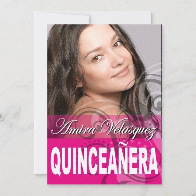 Convite Doce 15 Festa de aniversário de Fotos de Quinceañe (Frente)