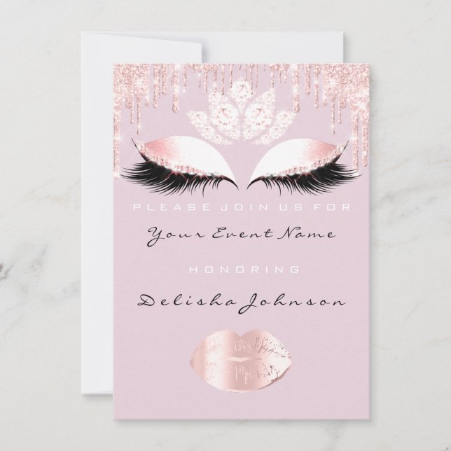 Convite Doce 16ª Colírio Rosa Quinceanera Royal Princess (Frente)