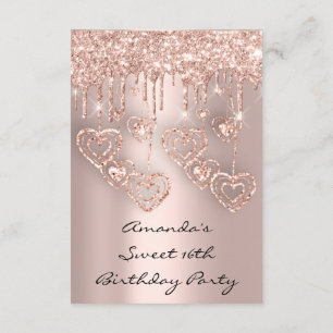 Convite Doce 16ª Festa de aniversário de Rosa dá gotas 