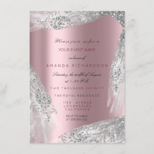 Convite Doce 16º Casamento Rosa Cinza Prata Rosa Velho
