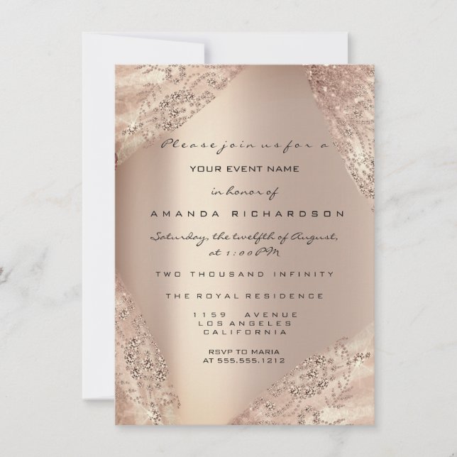 Convite Doce 16º Espetáculo Rosa Dourado Ombre (Frente)