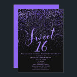 Convite DOCE 166 Confetti Moderno Roxo e Preto<br><div class="desc">DOCE 16 Convites Modernos de Confetti,  Roxo e Preto.</div>