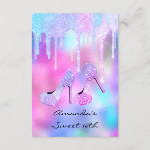 Convite Doce 16.º 15 pílulas holográficas rosa alto saltos