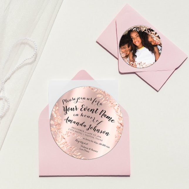 Convite Doce 16.º Aniversário Foto Floral Rosa Rosa Real (Criador carregado)