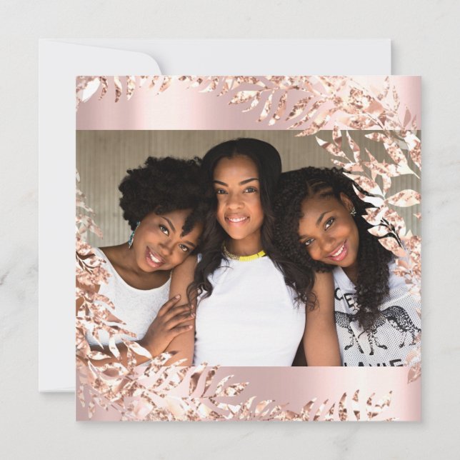 Convite Doce 16.º Aniversário Foto Floral Rosa Rosa Real (Verso)