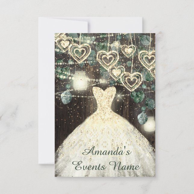 Convite Doce 16.º BRIDAL Rustic Dourado Confetti (Verso)
