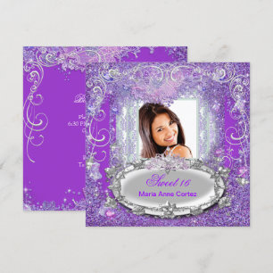 Convite Doce 16 16º Doce Dezesseis Brilho Roxo Olhar