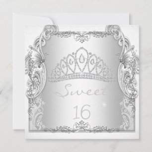 Convite Doce 16 16º DOCE DEZESSEIS Tiara Branco Aniversári