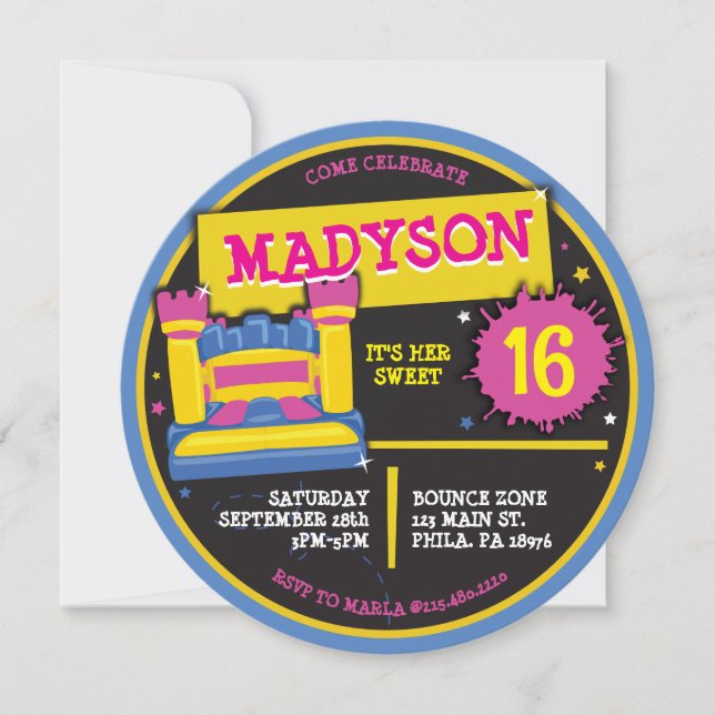 Convite Doce 16 16 BUNCE HOUSE CASTLE PRINCESS (Frente)