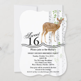 Convite Doce 16 Aniversário Conite Deer Doe Woodland Buck